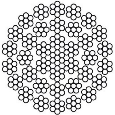 Канат двойной свивки многопрядный 18 мм 36MX7 18х7 (1+6) + 12х7 (1+6) + 6х7 (1+6) + 1 о.с DIN 3071/ DIN EN 12385-4-2003